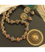 Beautiful Blue Rudhra Balls Designer Necklace Set