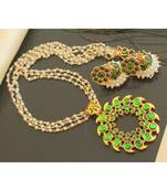 Beautiful Green Mango Pearl Designer Pendant Set