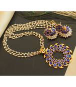 Beautiful Blue Mango Pearl Designer Pendant Set