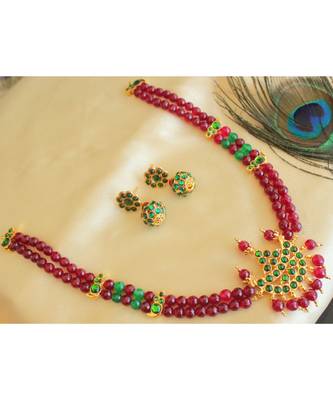 Beautiful Green Ruby Agates Designer Necklace Set 1