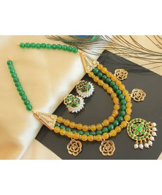 Beautiful Green Yellow Agates Designer Necklace Set 1