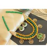 Beautiful Green Yellow Agates Designer Necklace Set
