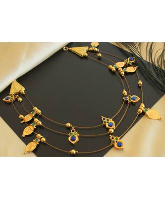 Beautiful Blue Green Lakshmi Coin Designer Necklace 1
