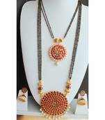 Beautiful Kemp Green Big Pendant Designer Mangalsutra Set