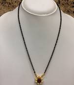 Meenakari Work Red Stone Traditional Black Bead Single Line Layer Short Mangalsutra