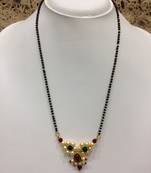 Meenakari Work Red Stone Traditional Black Bead Single Line Layer Short Mangalsutra