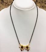 Pearl Banu Pendant Meenakari Work Red Stone Traditional Black Bead Single Line Layer Short Mangalsutra