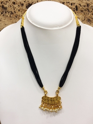 Gold Plated Pendant With White Moti 