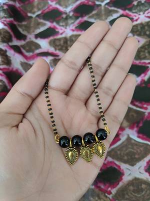 Black Moti Pearl Banu Pendant Beads Single Line Layer Mangalsutra Western Stylish Jewellery 2