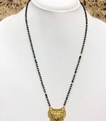 Golden Plated Pendant With Latkan Traditional Black Mani Beads Single Line Layer Short Mangalsutra For Girls