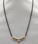 Traditional Ethnic Latest Design Golden 6 Round Stone Pendant Lankan Black Bead Single Chain Necklace Girl
