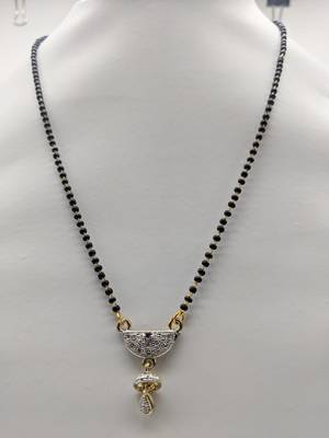 Traditional Ethnic Latest Design Golden Stone Pendant Jhumki Lankan Black Beads Single Chain Necklace Girl 1