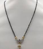 Traditional Ethnic Latest Design Golden Stone Pendant Jhumki Lankan Black Beads Single Chain Necklace Girl