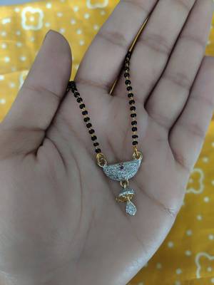 Traditional Ethnic Latest Design Golden Stone Pendant Jhumki Lankan Black Beads Single Chain Necklace Girl 2