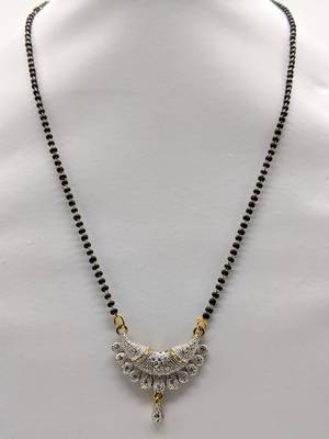 Golden Pendant Stone Lankan Black Beads Single Chain Necklace For Girls 1
