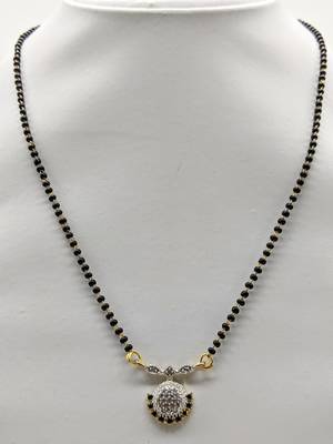Traditional Ethnic Latest Design Round Vati Pendant Black Stone Beads Single Chain Necklace For Girls 1