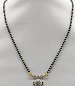 Traditional Ethnic Latest Design Round Vati Pendant Black Stone Beads Single Chain Necklace For Girls