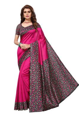 Multicolor printed art silk saree with blouse pack of-3 saree 4