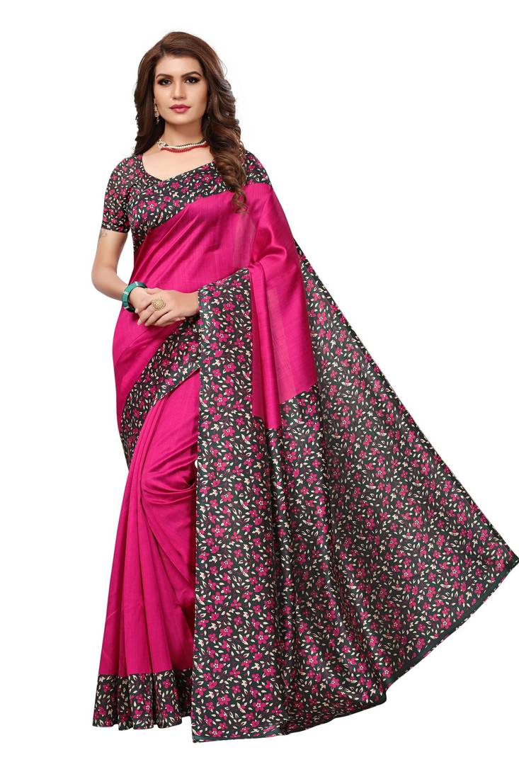 Multicolor printed art silk saree with blouse pack of-3 saree