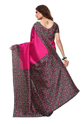 Multicolor printed art silk saree with blouse pack of-3 saree 5