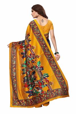 Multicolor printed art silk saree with blouse pack of-3 saree 7