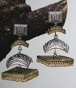 German Silver And Gold Two Tone Long Jhumka