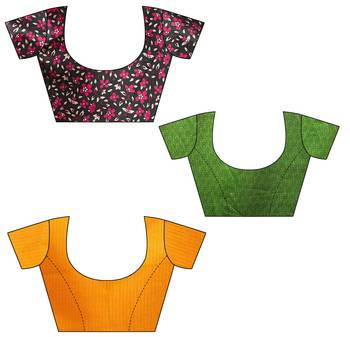 Multicolor printed art silk saree with blouse pack of-3 saree 8