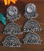 Garman Silver Oxidized Long Earring