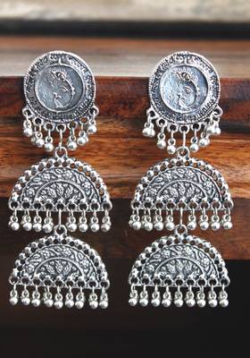 Garman Silver Oxidized Long Earring 2