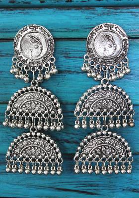 Garman Silver Oxidized Long Earring 3