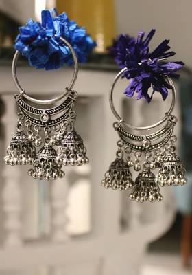 German Silver Oxidized Small Jhumkies Earring 1