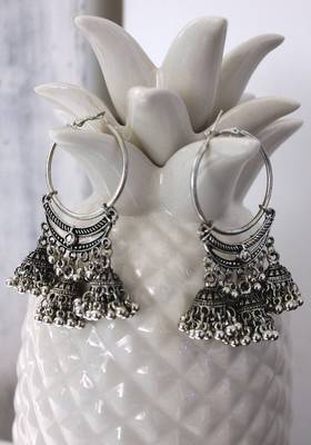 German Silver Oxidized Small Jhumkies Earring 2