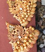 Gold Plated Temple Work Chandbali Earrings