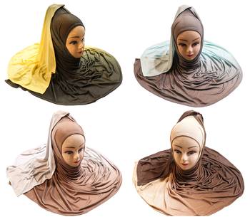 Justkartit Women'S Casual Wear 2 Shade Jersey Stretchable Material Scarf Hijab Dupatta (Pack Of 4) 1