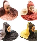 Justkartit Women'S 2 Shade Jersey Stretchable Material Daily Wear Hijab Scarf Dupatta (Pack Of 4)