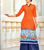 Orange Rayon Long Kurtis