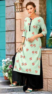 Blue Rayon Long Kurtis 1