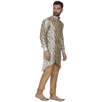 Beige Printed Brocade Silk Kurta Pajama 3