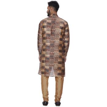 Brown Printed Brocade Silk Kurta Pajama 4
