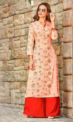 Pink Rayon Long Kurtis 1