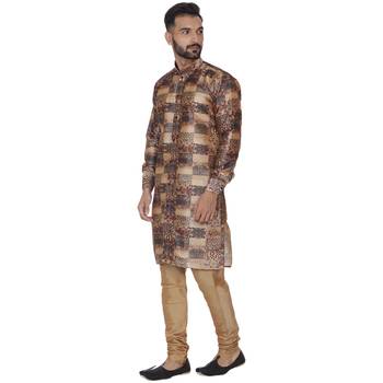 Brown Printed Brocade Silk Kurta Pajama 2