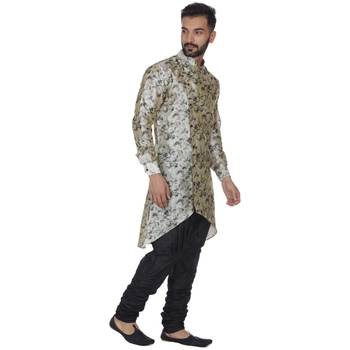 Beige Printed Brocade Silk Kurta Pajama 3
