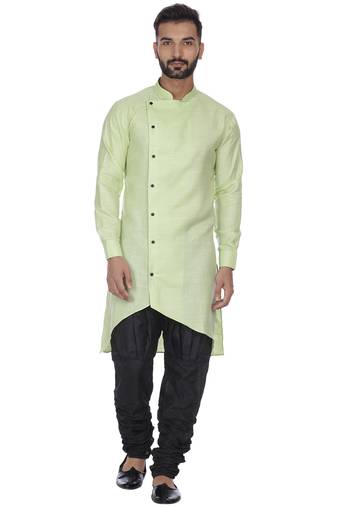 Green Plain Cotton Kurta Pajama