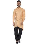 Orange Plain Cotton Kurta Pajama