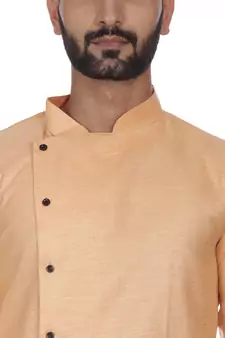Orange Plain Cotton Kurta Pajama