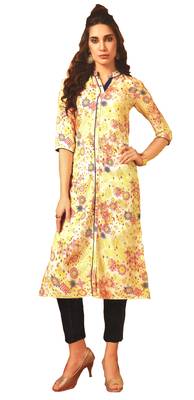 Cream Rayon Long Kurtis 1