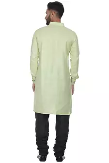 Green Plain Cotton Kurta Pajama