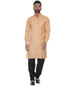 Orange Plain Cotton Kurta Pajama