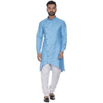 Blue Plain Cotton Kurta Pajama 1