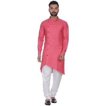 Pink Plain Cotton Kurta Pajama 1